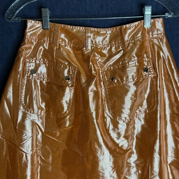 Anthropologie Let me be Metallic Cargo Maxi Skirt with Front Slit - Picture 11 of 12